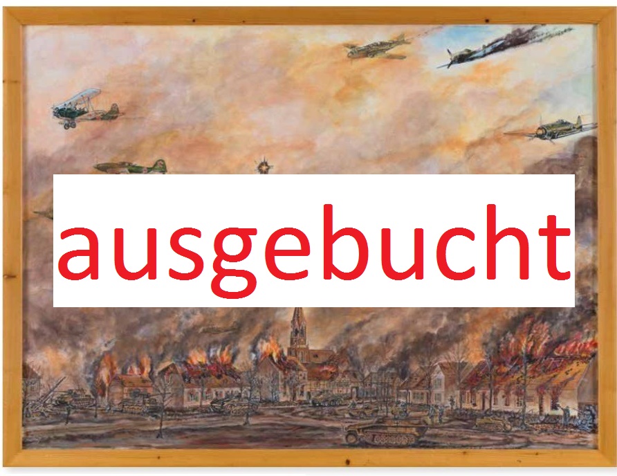 Dolgelin am Tag des Großangriffs der Roten Armee, 16.04.1945 - Acryl auf Holz, 2005, von Werner Nagler